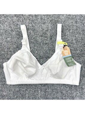 Bali Bra 38B White Cotton Double Classic Support Wire Free Cool Comfort 3036 NEW